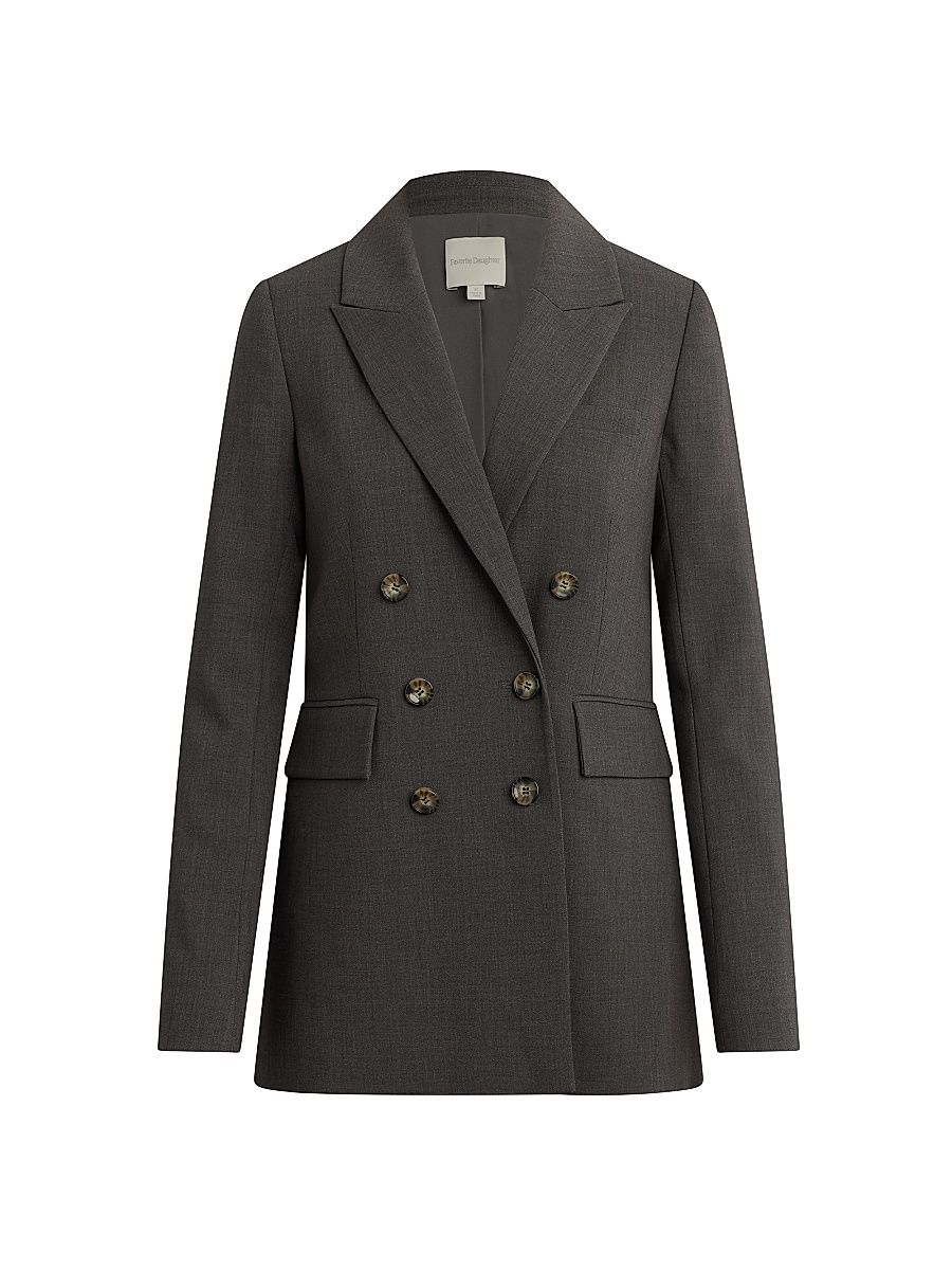 Women's The Phoebe Double-Breasted Blazer - Grey Suiting - Size XS