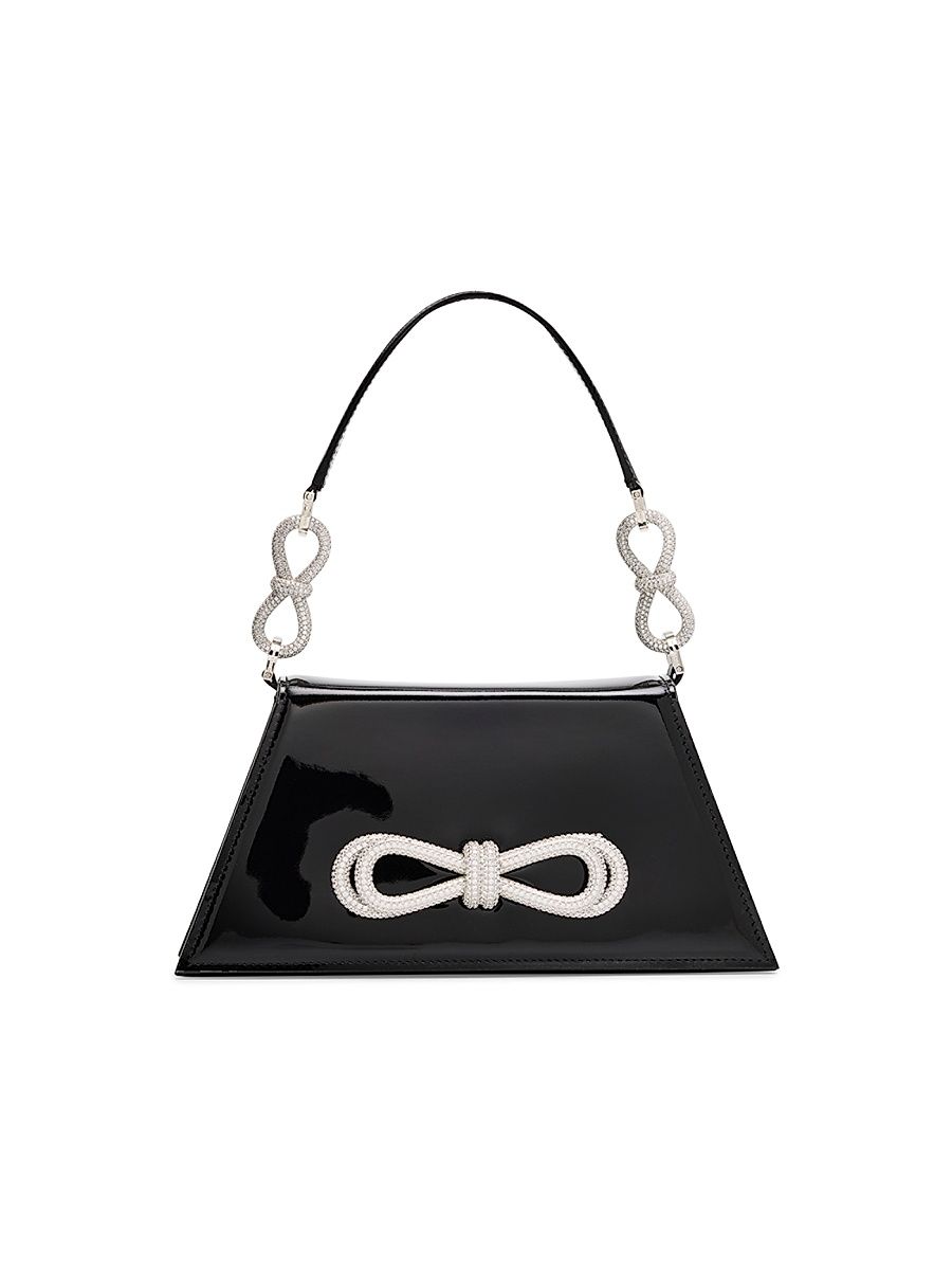 Women's Samantha Double Bow Patent Leather Shoulder Bag - Black