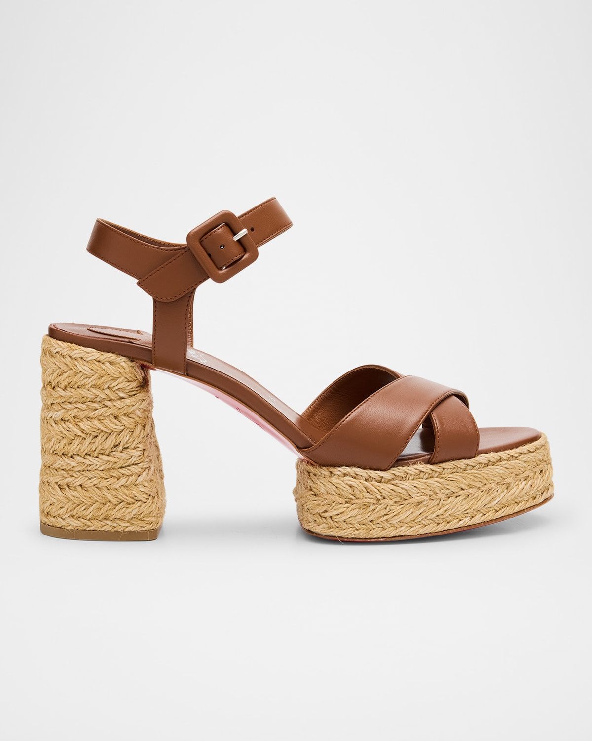 70mm Calakala Leather Crisscross Espadrille Sandals
