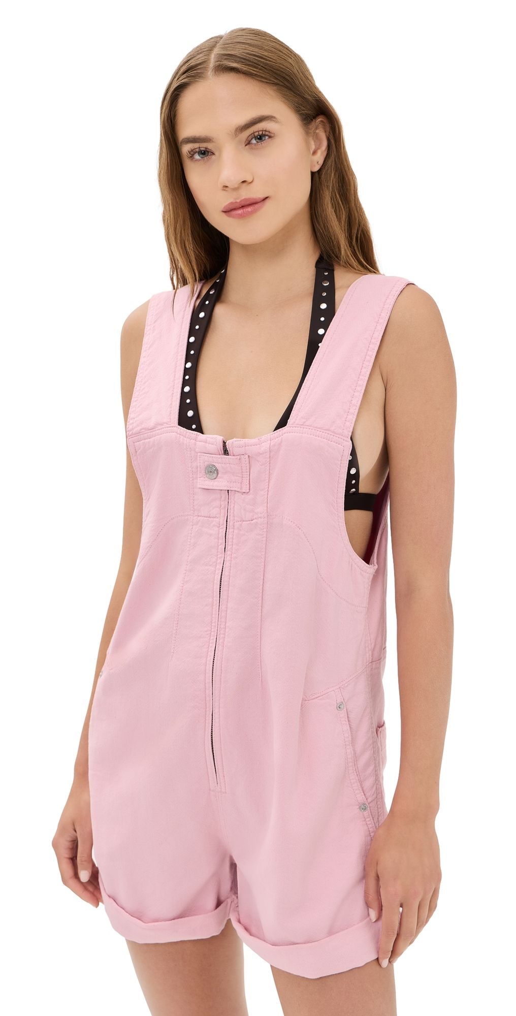 Free People Jude Short Overalls Pink Parfait M