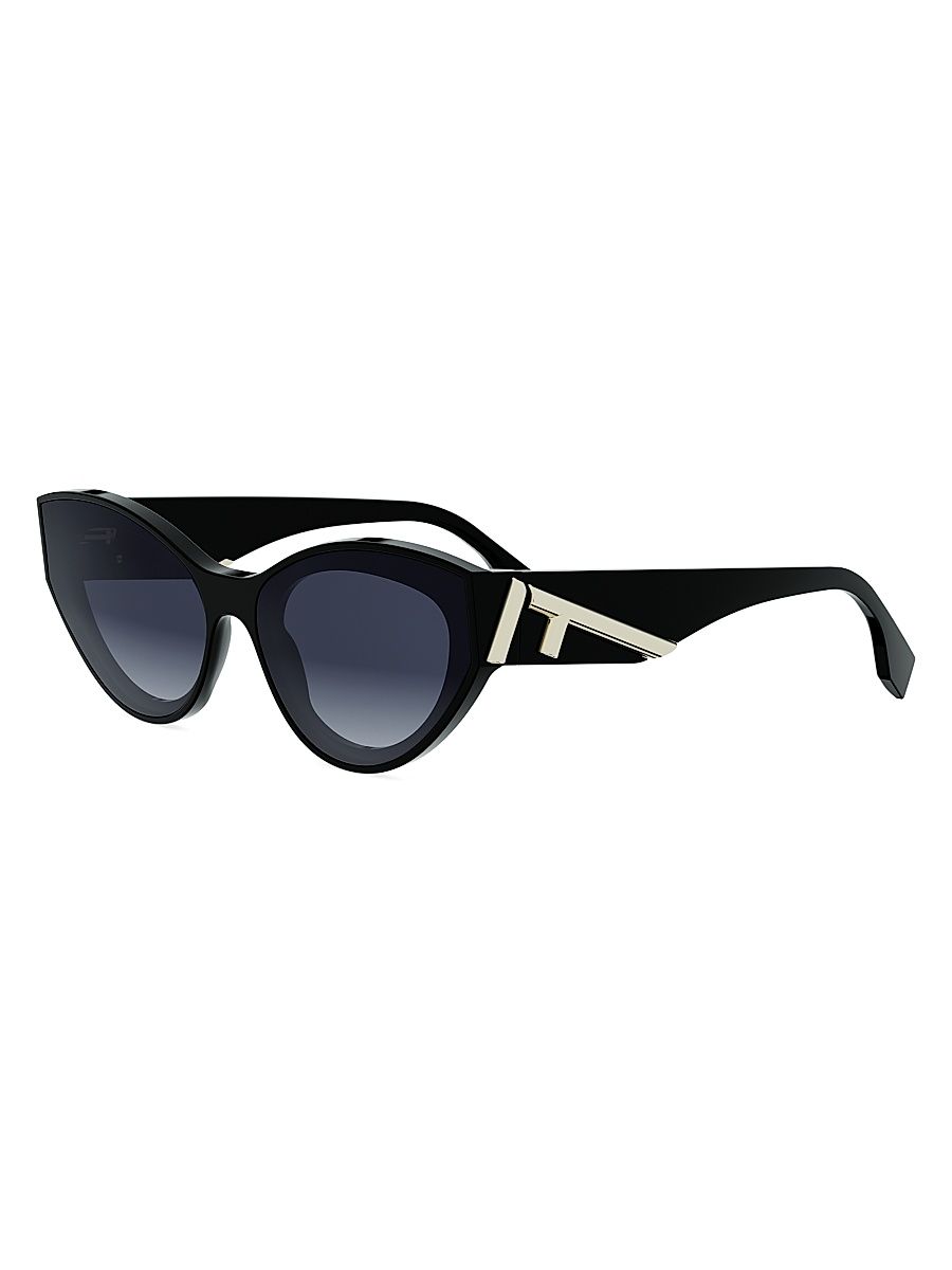 Women's Fendi First 62MM Cat-Eye Sunglasses - Shiny Black And Gradient Blue