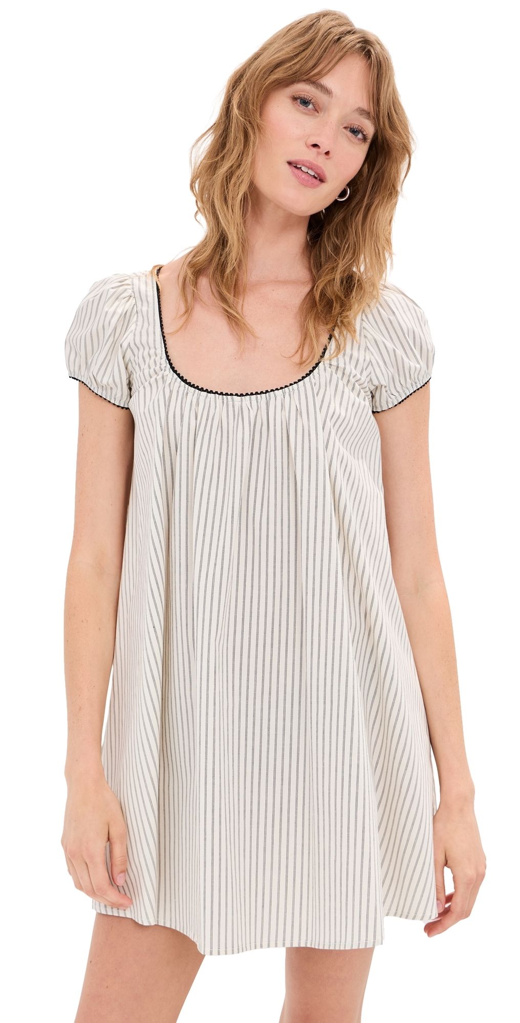 LE BOP Babydoll Dress Ivory/Black Stripe XXS