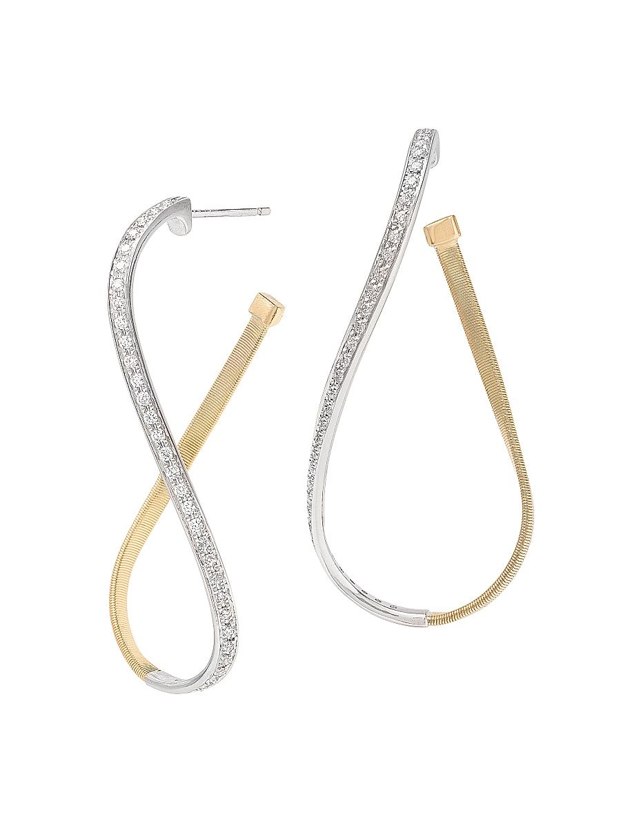 Women's Marrakech Two-Tone 18K Gold & 0.53 TCW Diamond Large Twist Drop Earrings - Yellow Gold