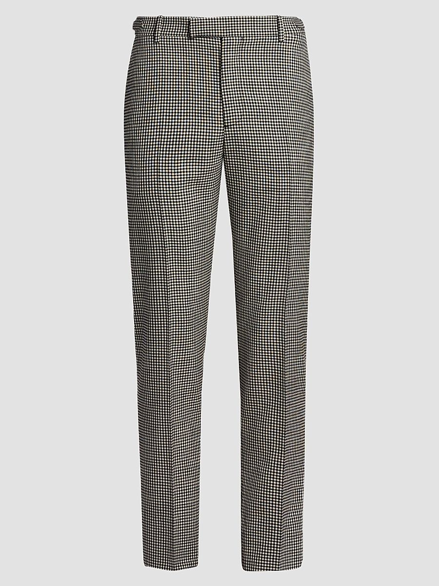 Men's Gingham Wool Trousers - Black Ivory - Size 40