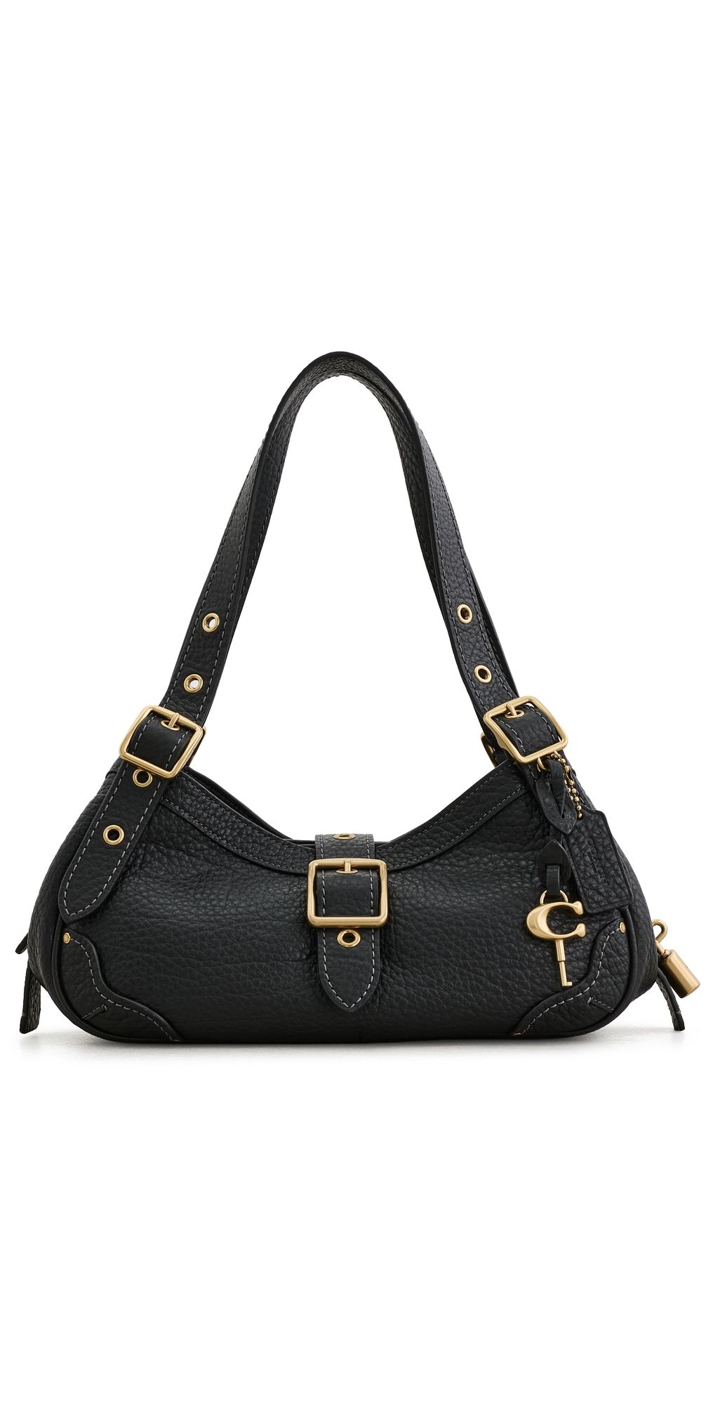 Coach Textured Pebble Leather Drifter Shoulder Bag 31 Black One Size