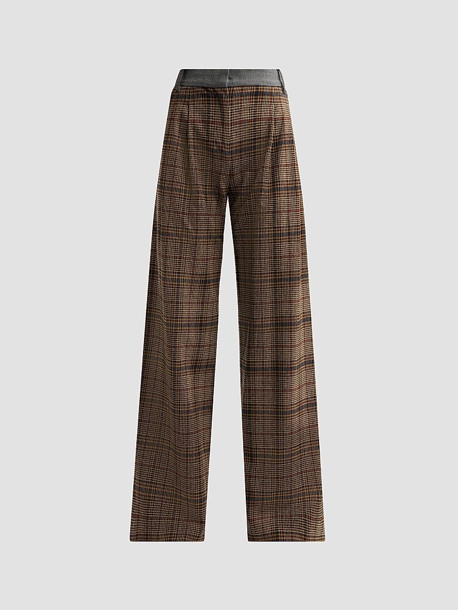 Women's Leslie Plaid Wide-Leg Pants - Plaid Combo - Size 14