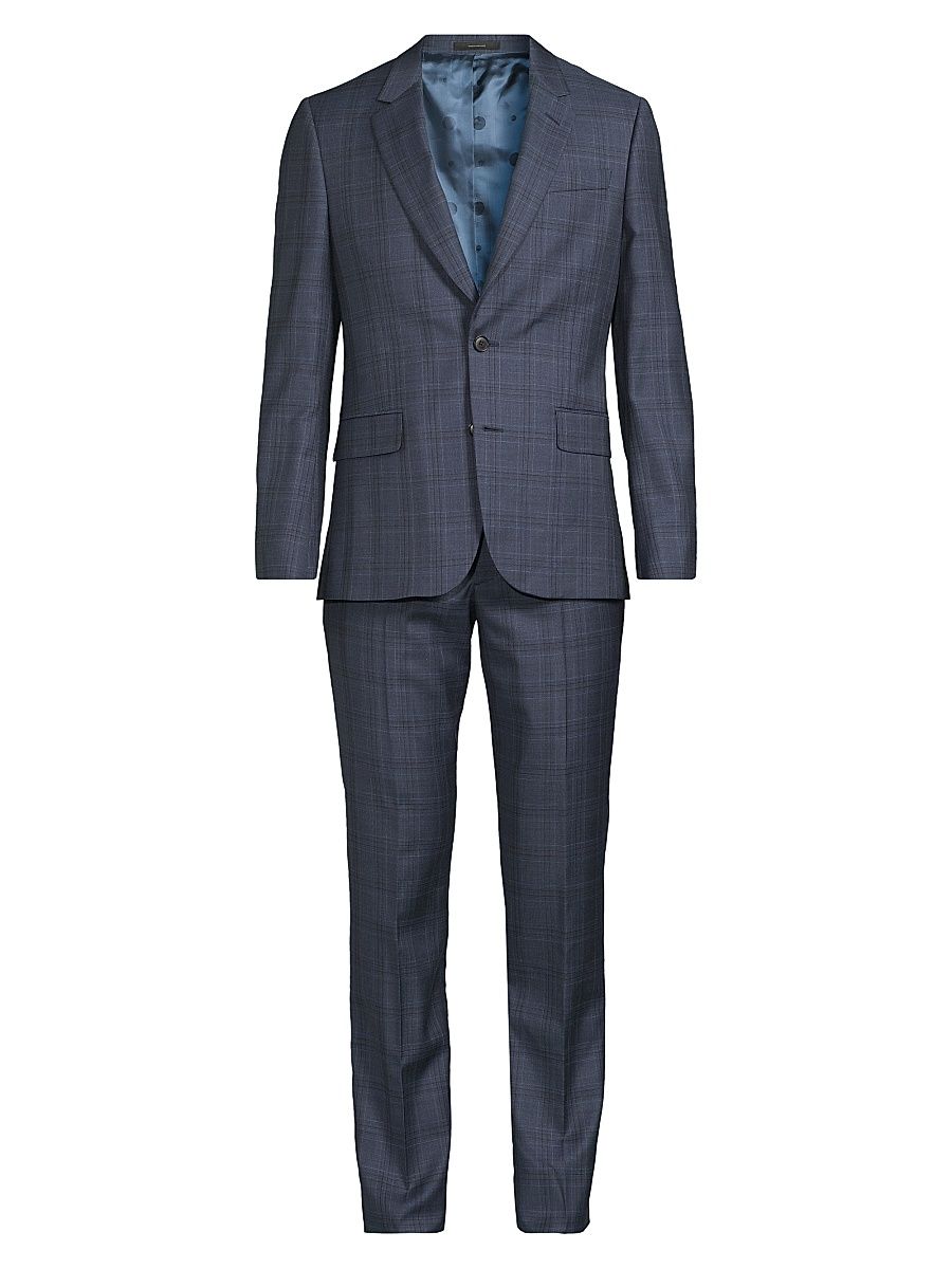 Men's Soho Check Wool Suit - Navy - Size 44