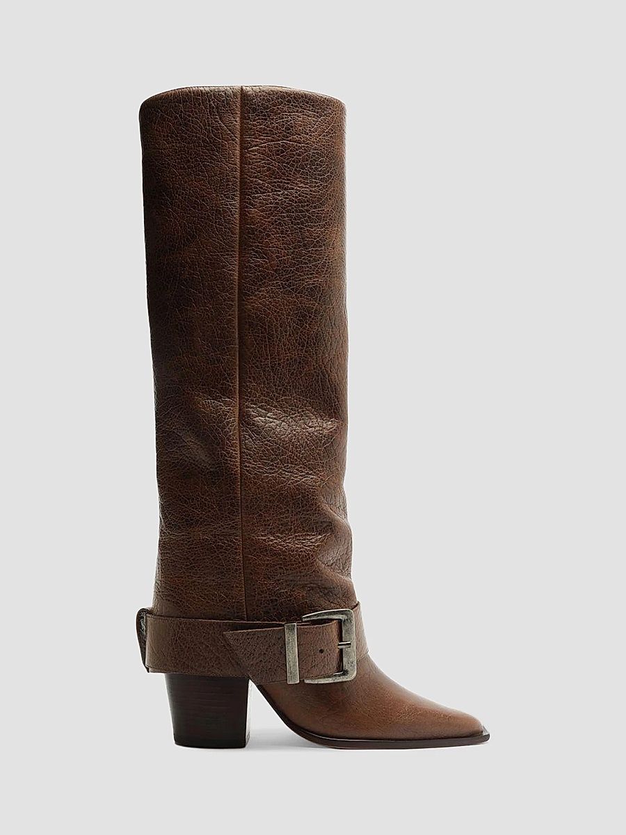 Schutz Women's Parker Up 85MM Leather Knee-High Boots - Desert Brown - Size 9.5