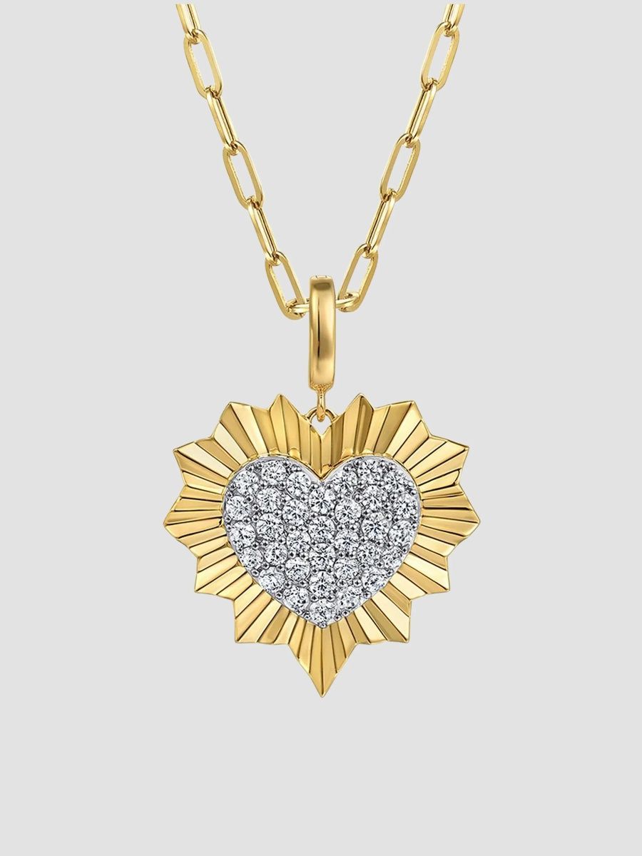 Gabriel & Co Women's Two-Tone 14K Gold & 1.05 TCW Diamond Sunburst Heart Pendant - Two Tone