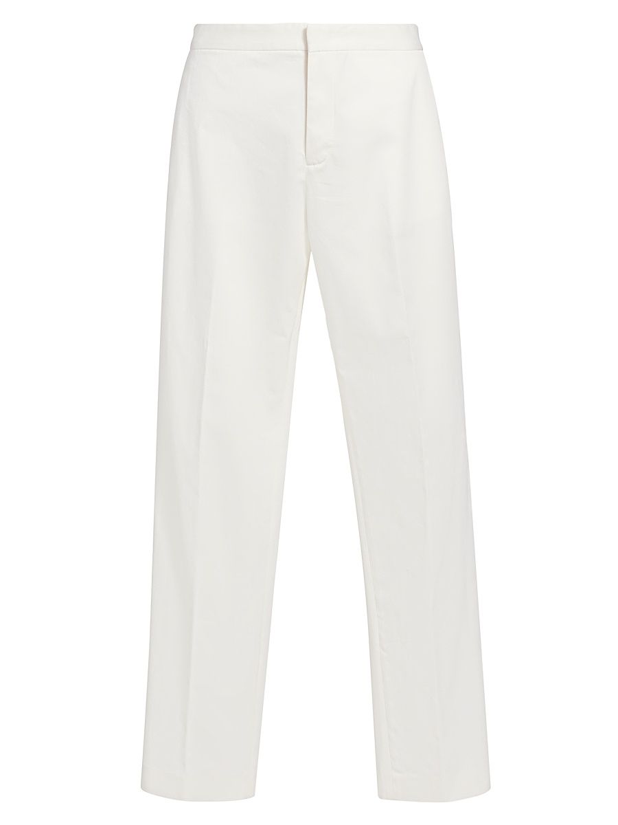 Women's Cotton Gabardine Regular-Fit Trousers - Bianco - Size 0