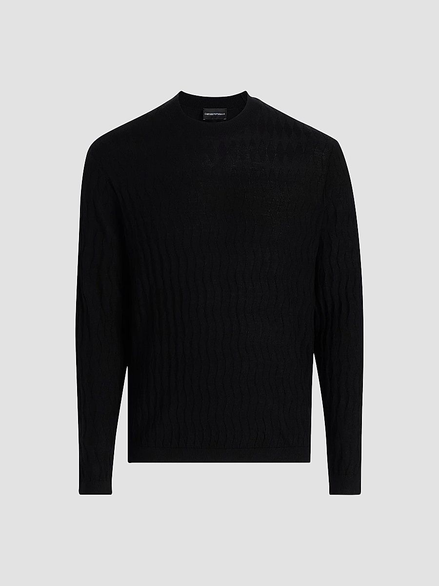 Emporio Armani Men's Diamond Virgin Wool Sweater - Black - Size XXL