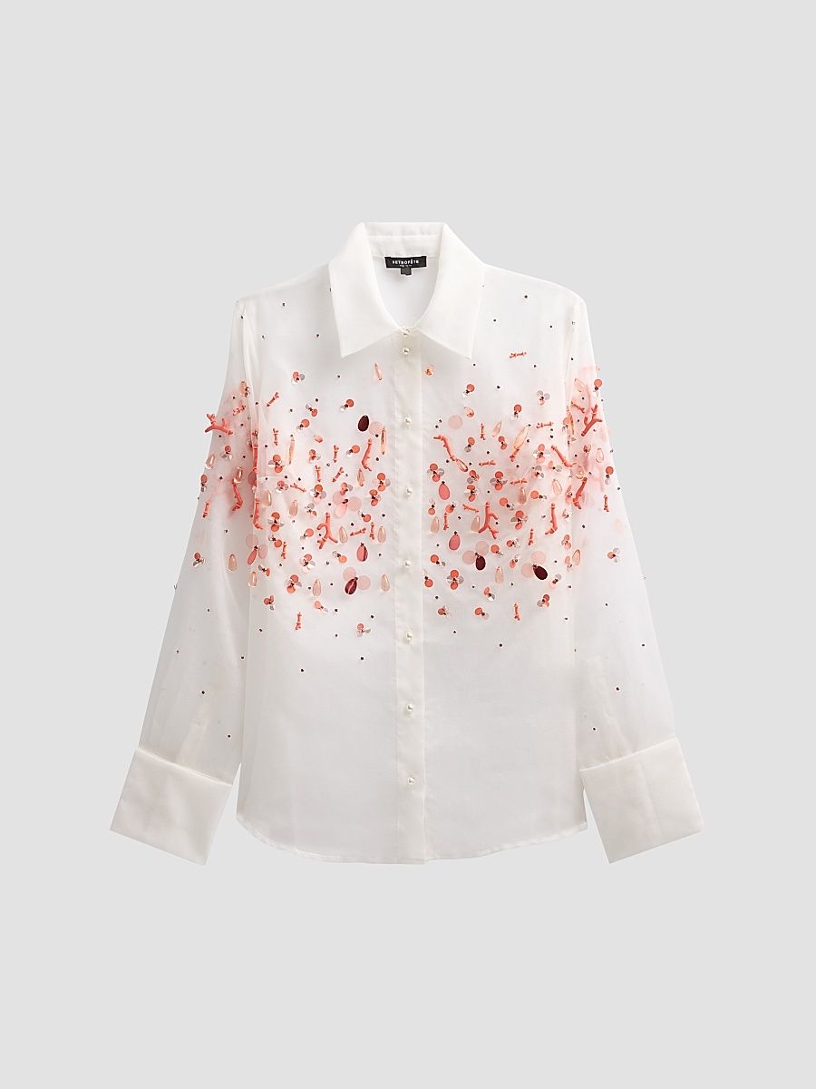 Women's Ivee Embroidered Blouse - White Coral - Size XS