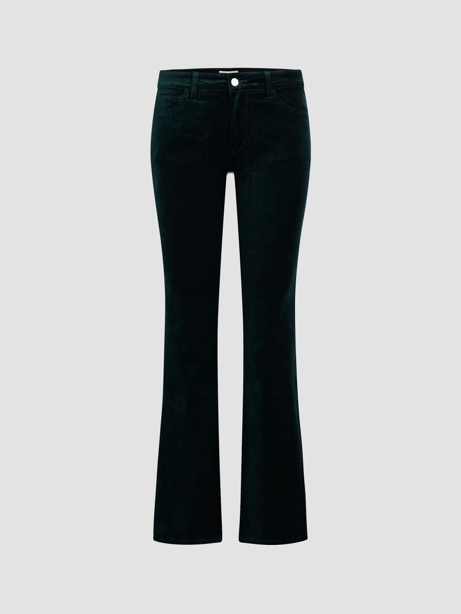Joe's Jeans Women's The Naomi Velveteen Mid-Rise Straight-Leg Jeans - Pine - Size 34