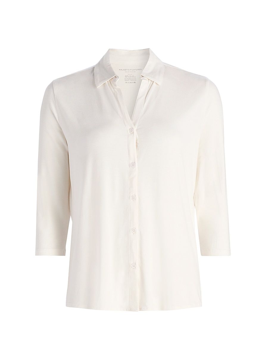 Women's Soft Touch Semi-Relaxed Shirt - Cream - Size XS