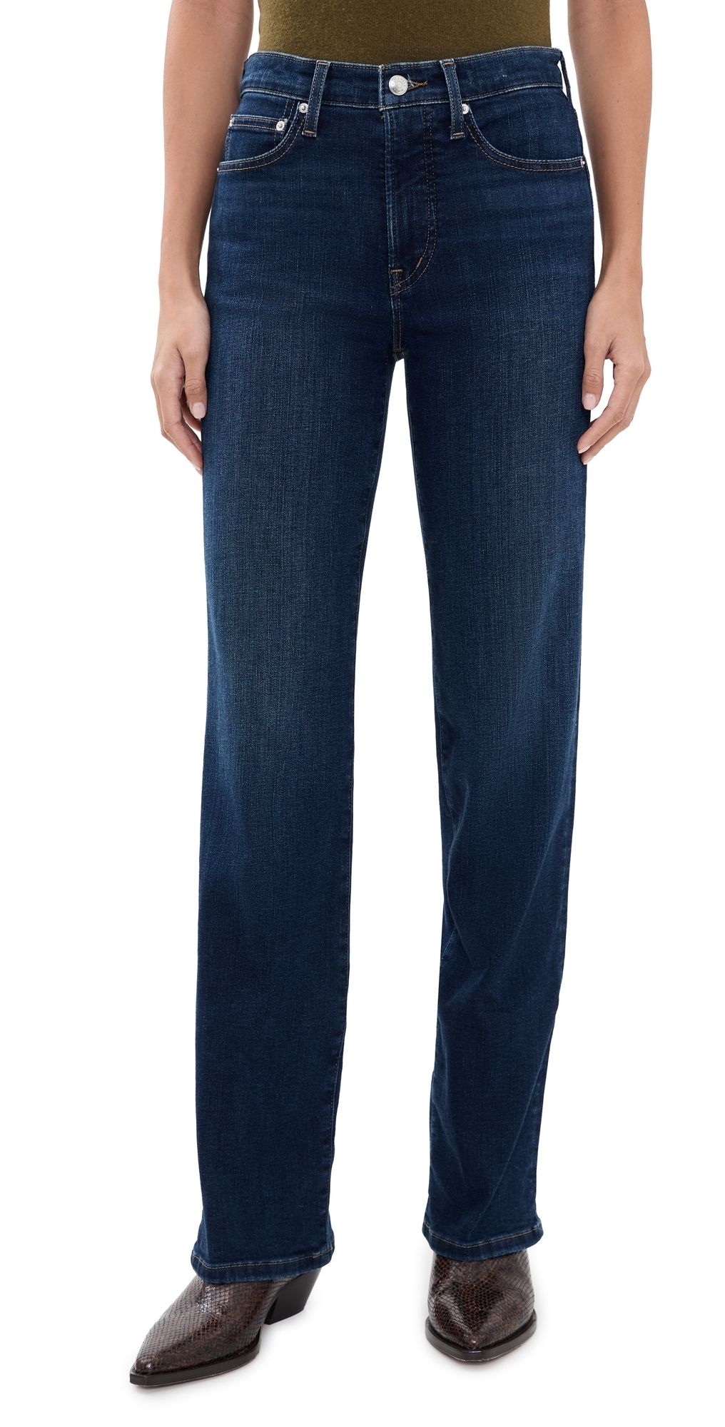 Madewell The Straight Jeans in Super Stretch Denim Deep Ocean Wash 25