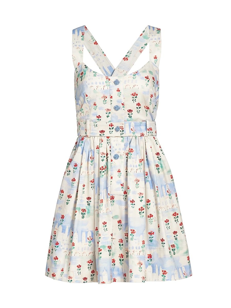 Women's Eileen Floral Stretch Cotton Minidress - Village Floral - Size 8