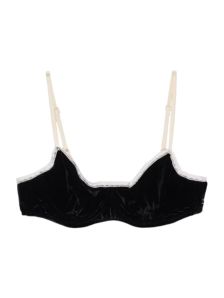 Women's Velvet Bra - Black - Size 6