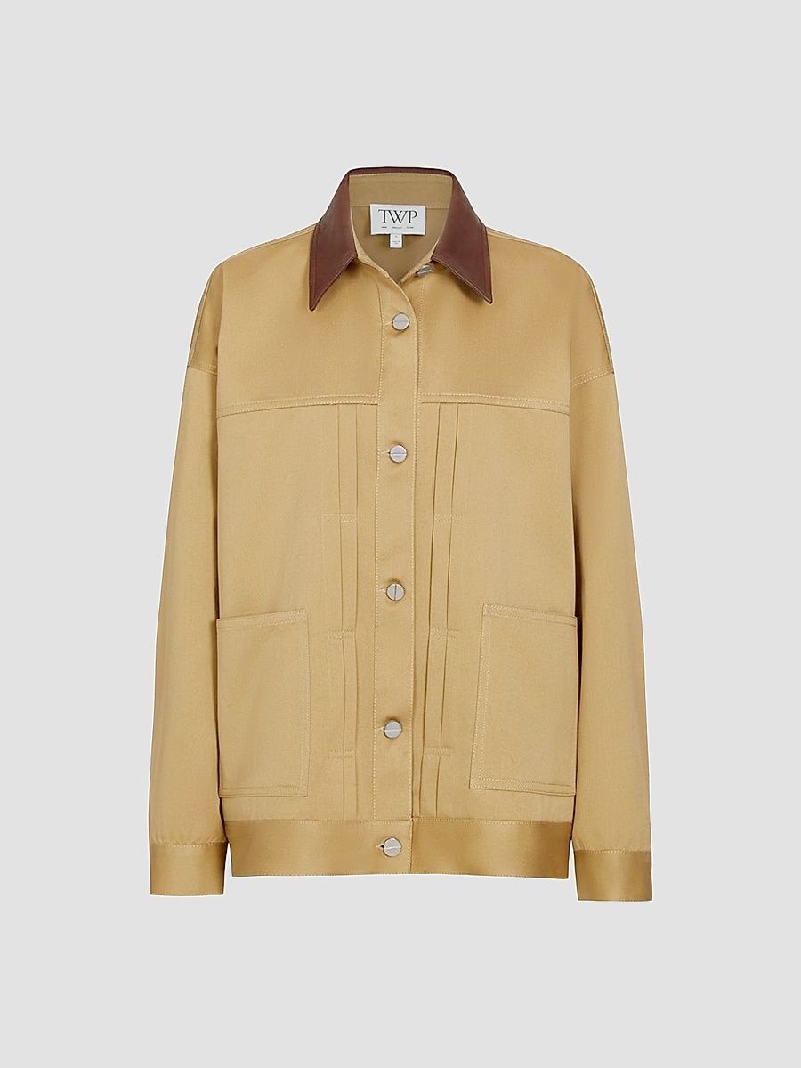 Women's Barn Contrast-Collar Cotton Jacket - Khaki Bison - Size XS