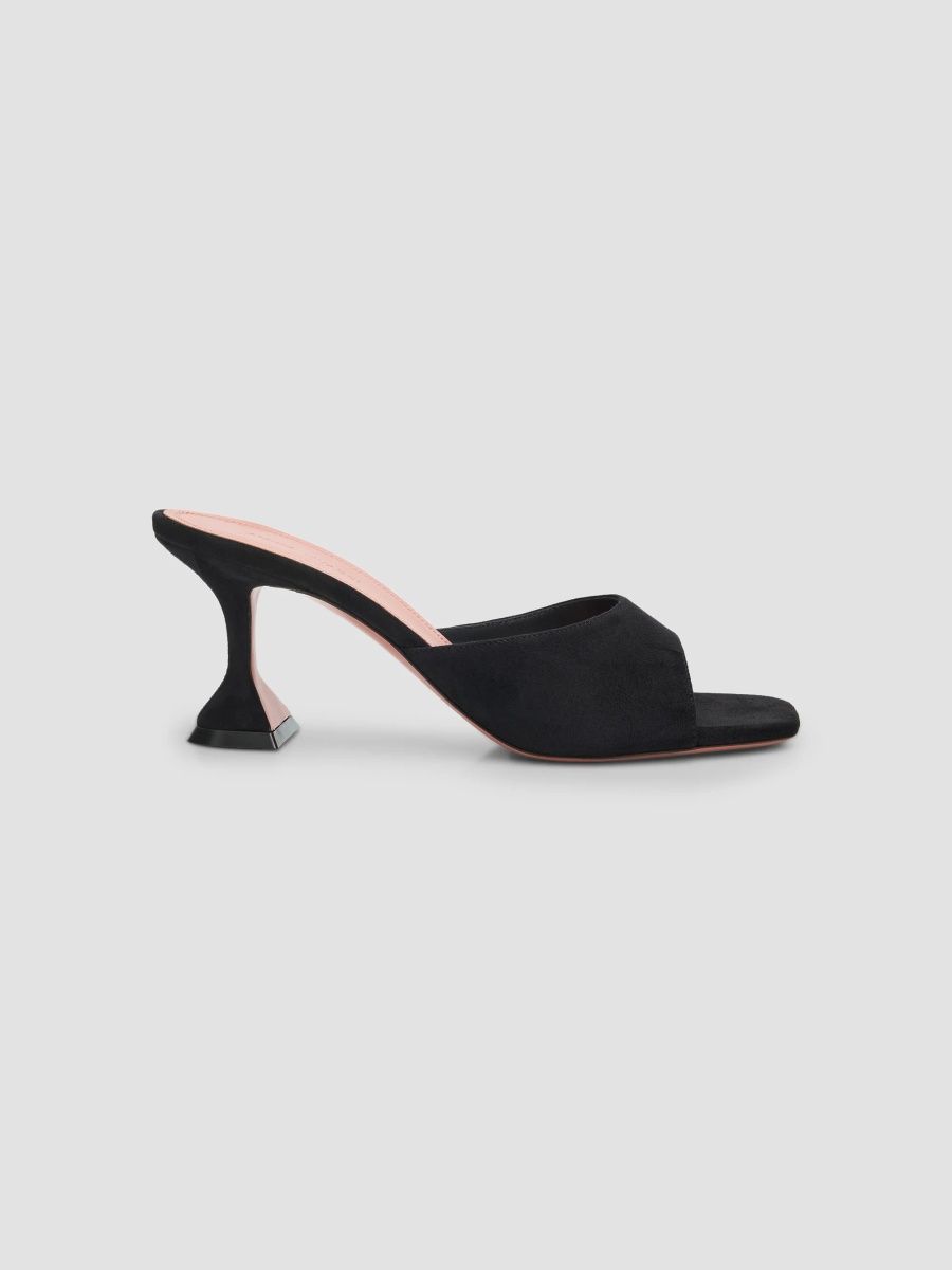 Amina Muaddi Women's Lupita 70MM Suede Mules - Black Suede - Size 12