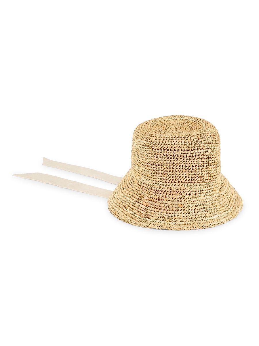 Women's The Inca Raffia Bucket Hat - Natural Beige - Size Medium