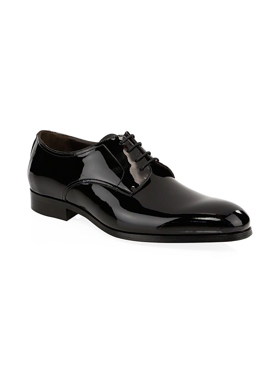 Men's Aalborg Lace-Up Patent Leather Derby Shoes - Vernice Nero - Size 13