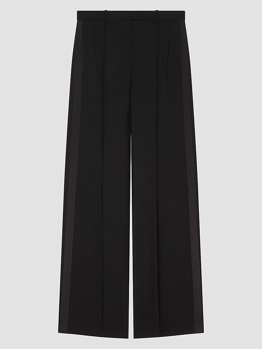 Givenchy Women's Double Pleat Tuxedo Pants in Wool and Mohair - Black - Size 6