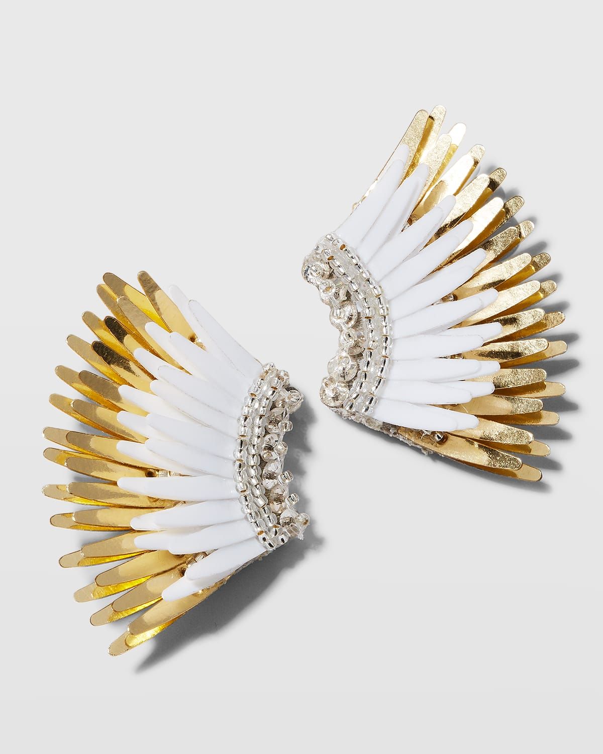Mini Madeline Statement Earrings, White/Golden
