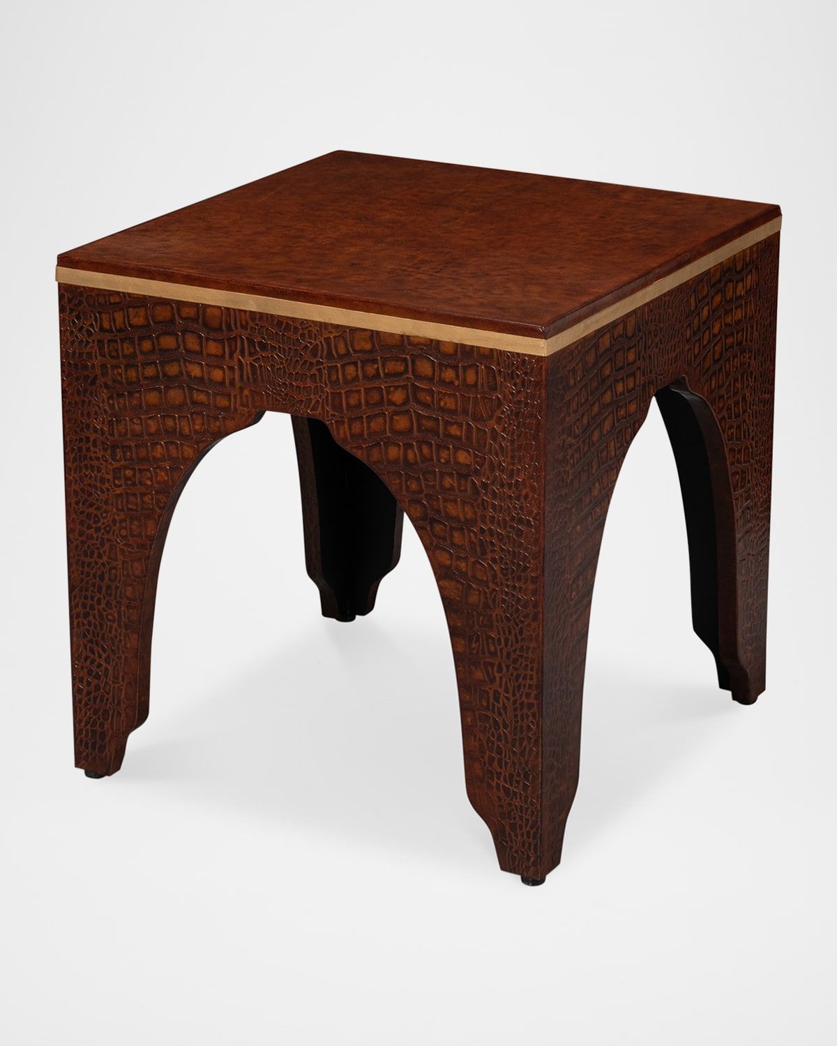 Croco-Embossed Leather Stool