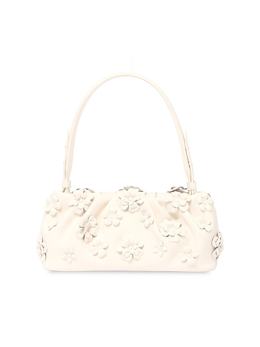 Women's Harlow Flower-Appliqué Leather Shoulder Bag - Ivory