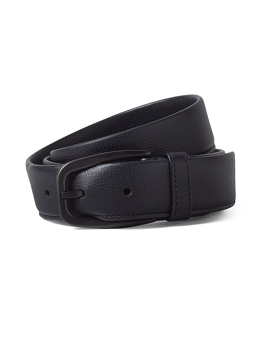 Men's Natural Grain Leather Belt - Black - Size 42