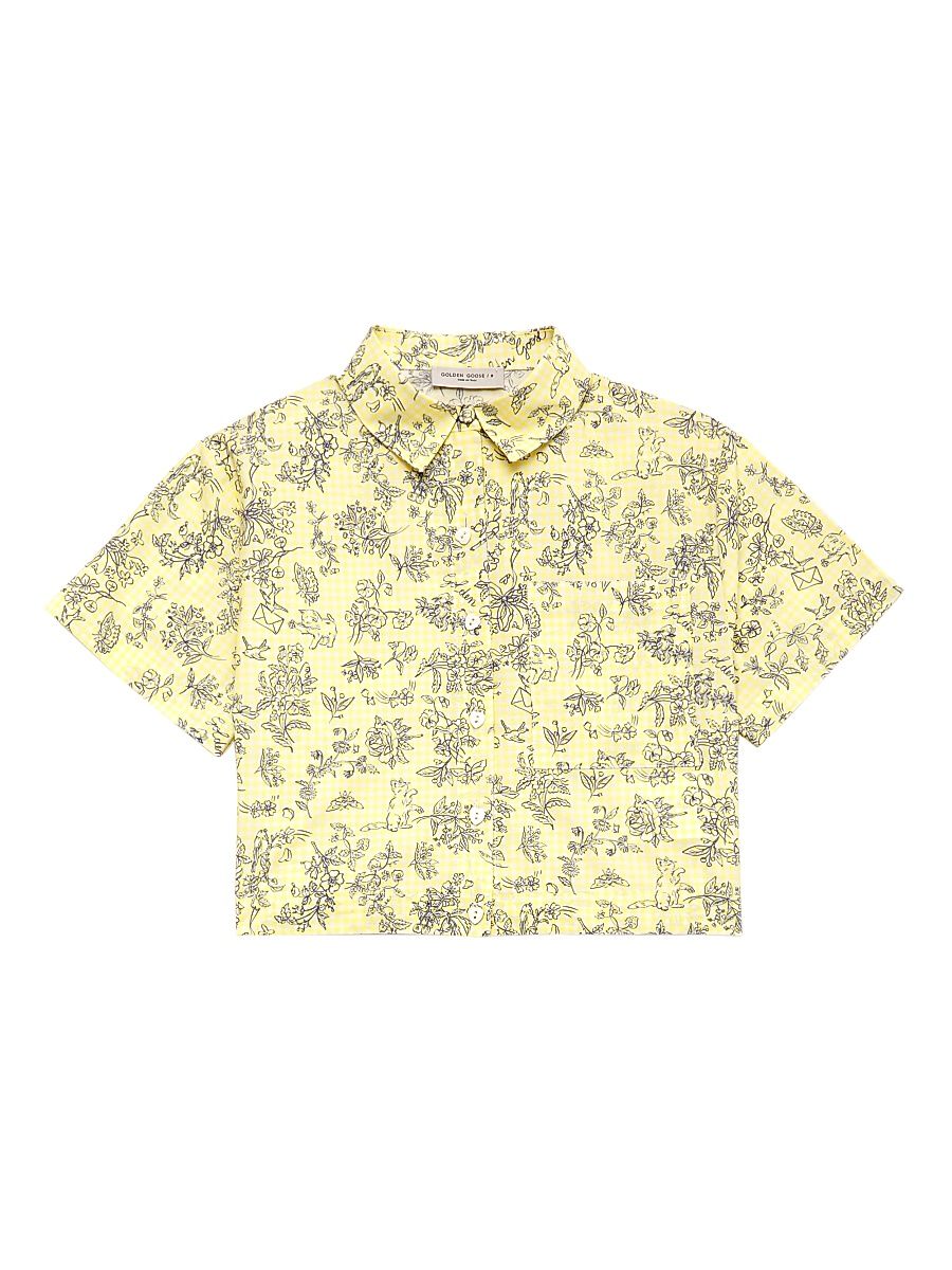 Little Girl's & Girl's Journey Floral Cropped Cotton Shirt - Lemonade Eclipse - Size 14