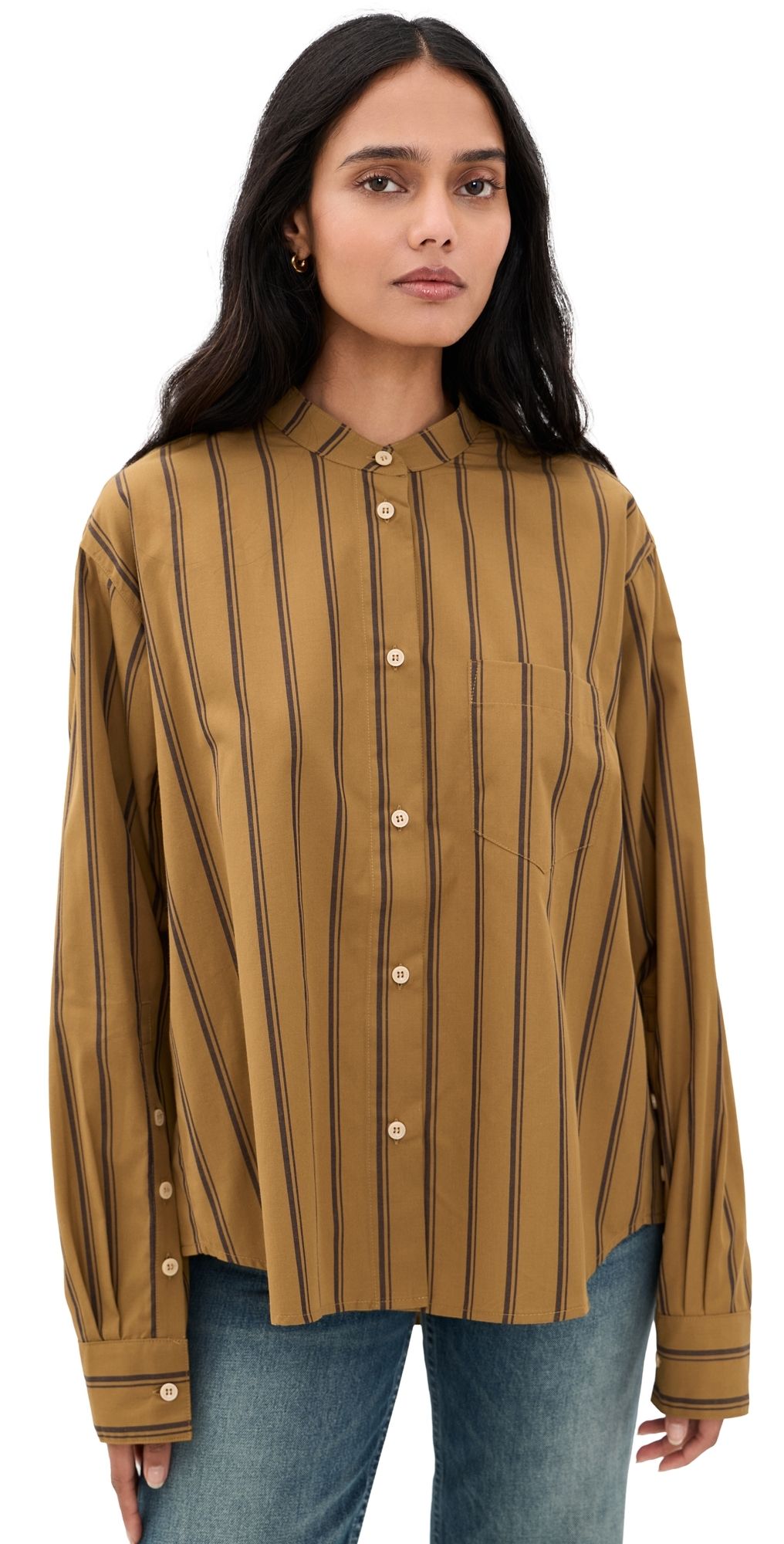 Jamie Haller The Editor Shirt Goldenrod Stripe S