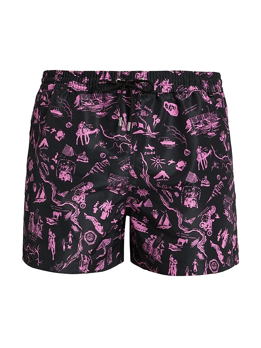 Men's Travel Stories Swim Shorts - Bubblegum Raspberry - Size XL