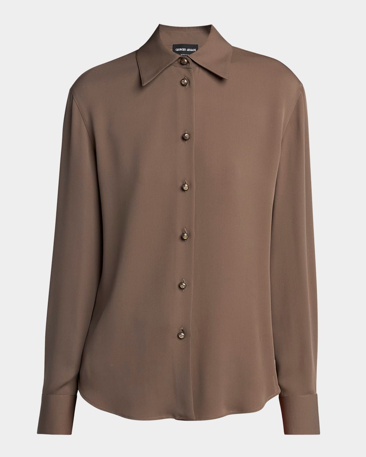 Pearly Buttoned Silk Georgette Shirt