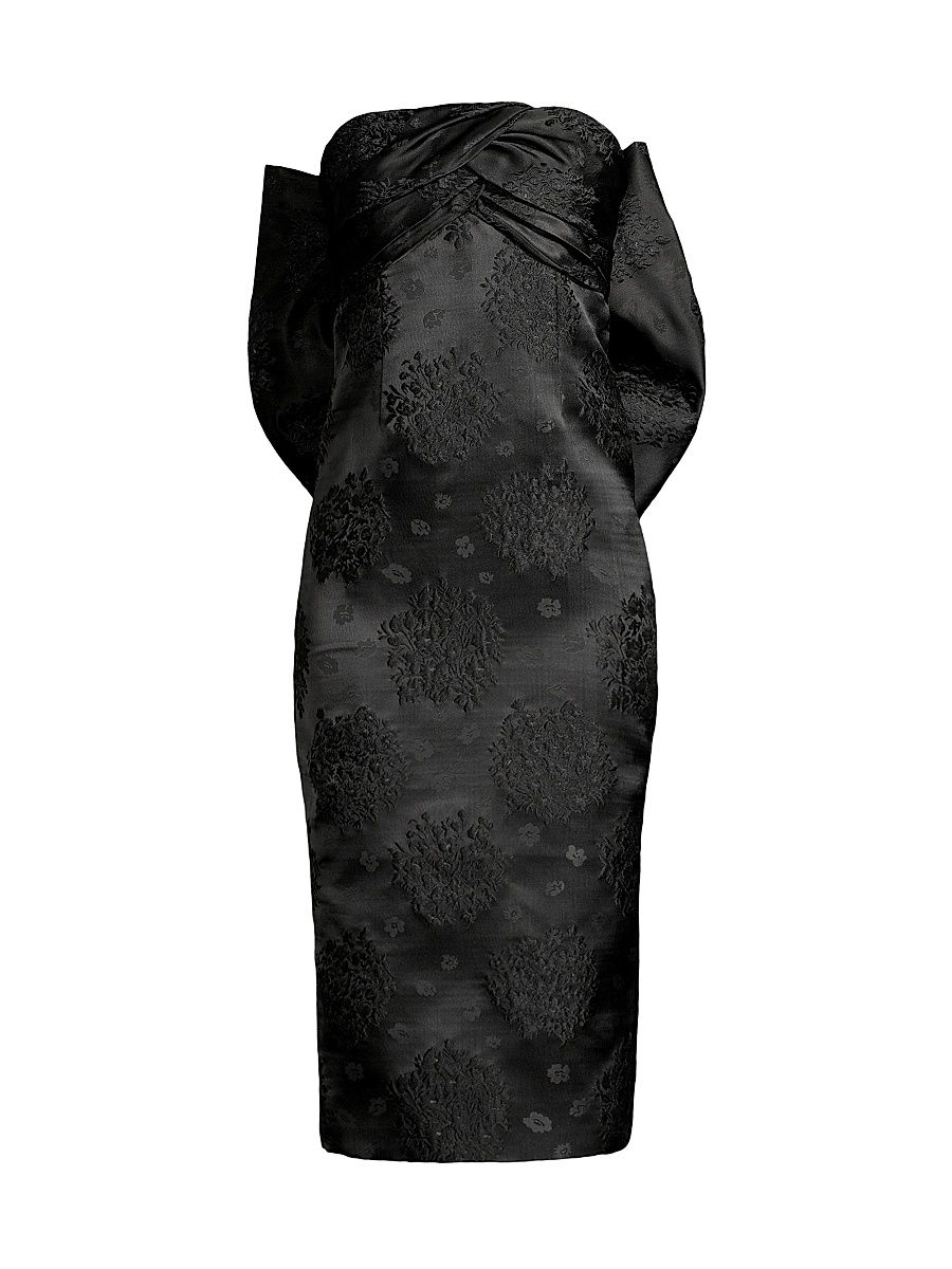 Women's Loulou Draped Bow Midi-Dress - Jet - Size 12