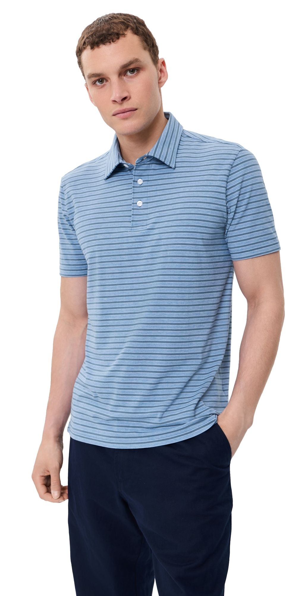 Faherty Movement Polo Top Creek Falls Stripe XXL