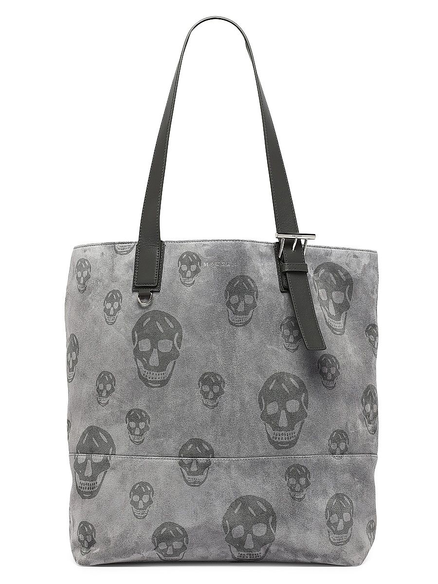 Men's T-Bar Suede Shopper Tote Bag - Grey Silver