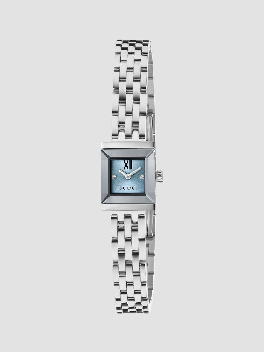 Gucci Women's G-Frame Stainless Steel & 0.005 TCW Diamond Bracelet Watch/14MM x 18MM - Blue Steel