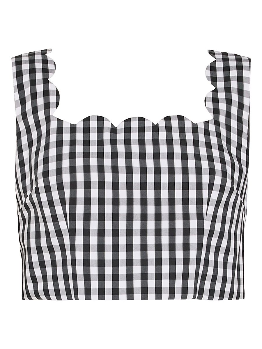 Women's Mia Gingham Top - Black White - Size Medium