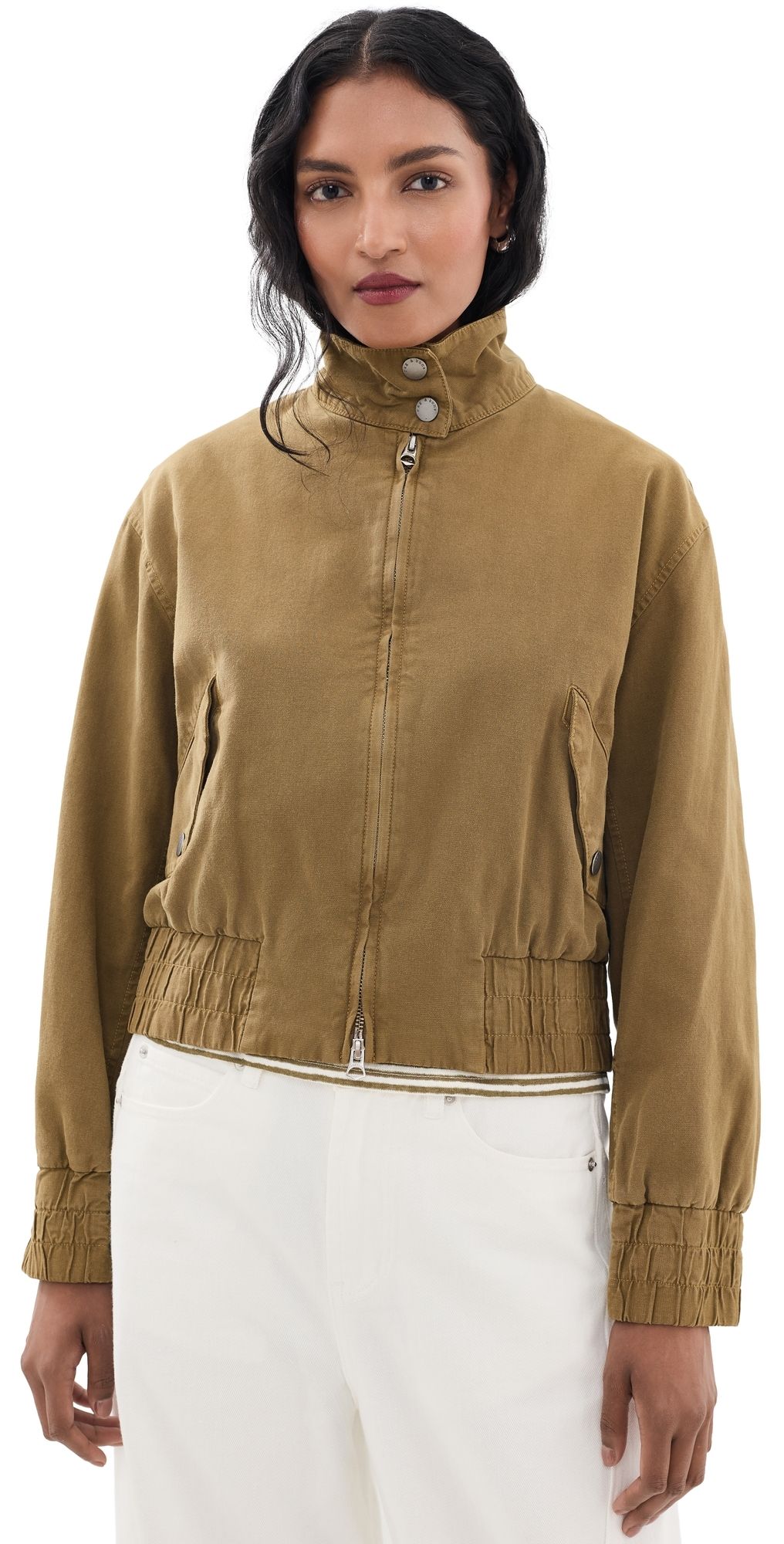 rag & bone Eliza Canvas Bomber Jacket Gold M