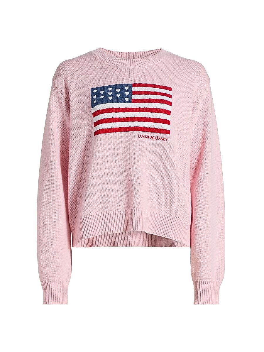 Women's Ty Flag Knit Crewneck Sweater - Blushing Liberty - Size XL