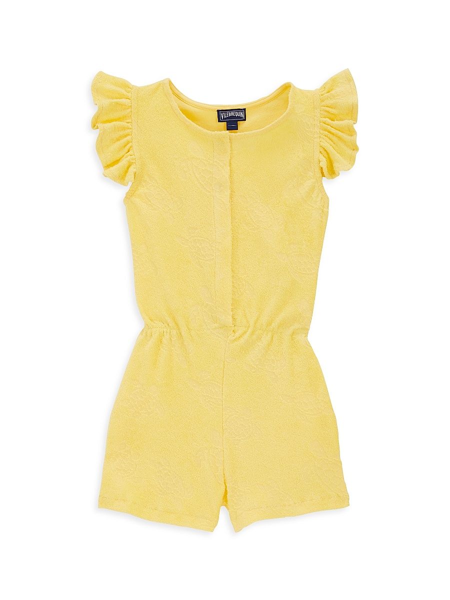 Little Girl's & Girl's Turtle Terry Cloth Jacquard Romper - Popcorn - Size 4