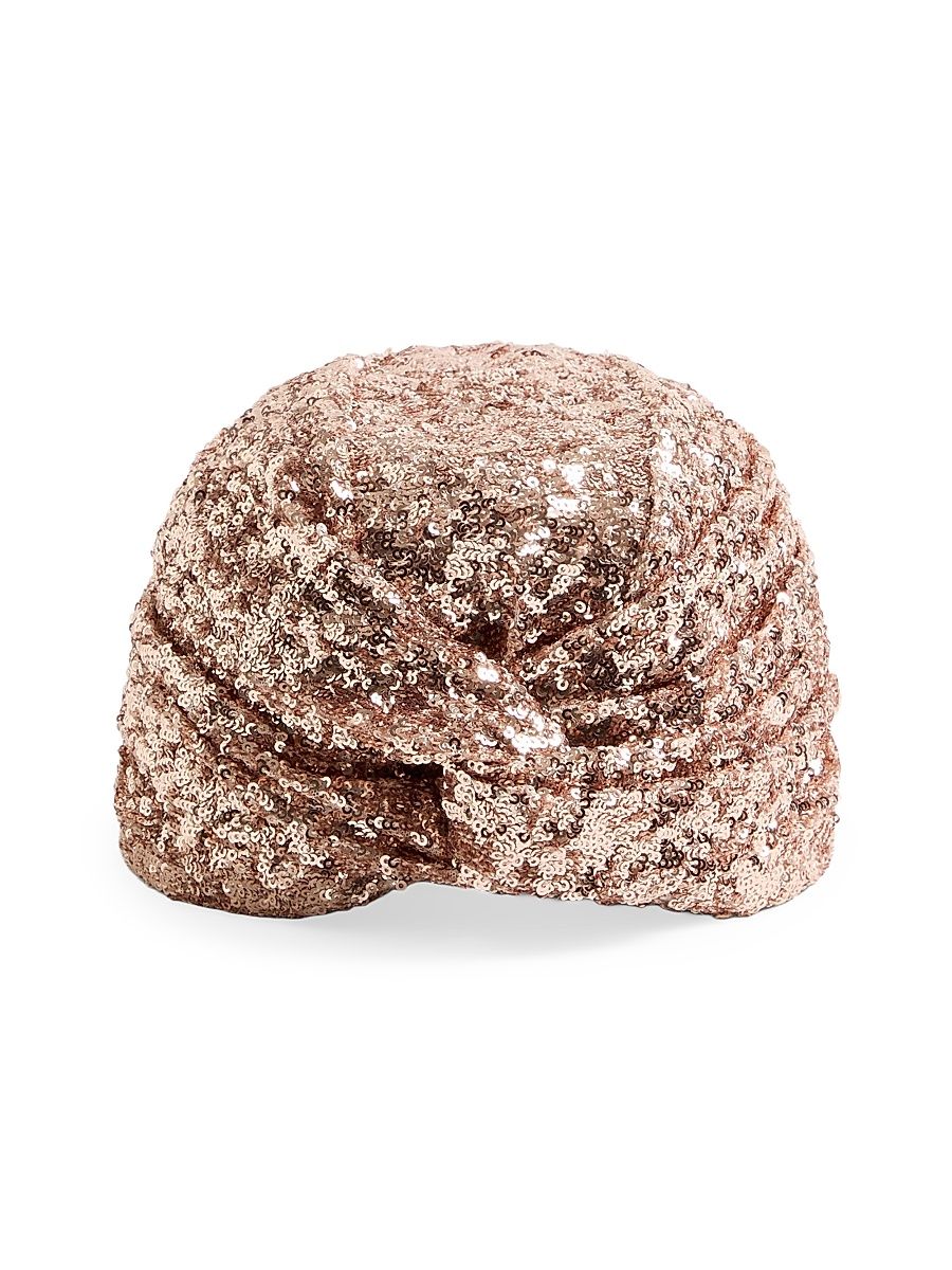 Women's Sequinned Turban - Rose Gold - Size Large