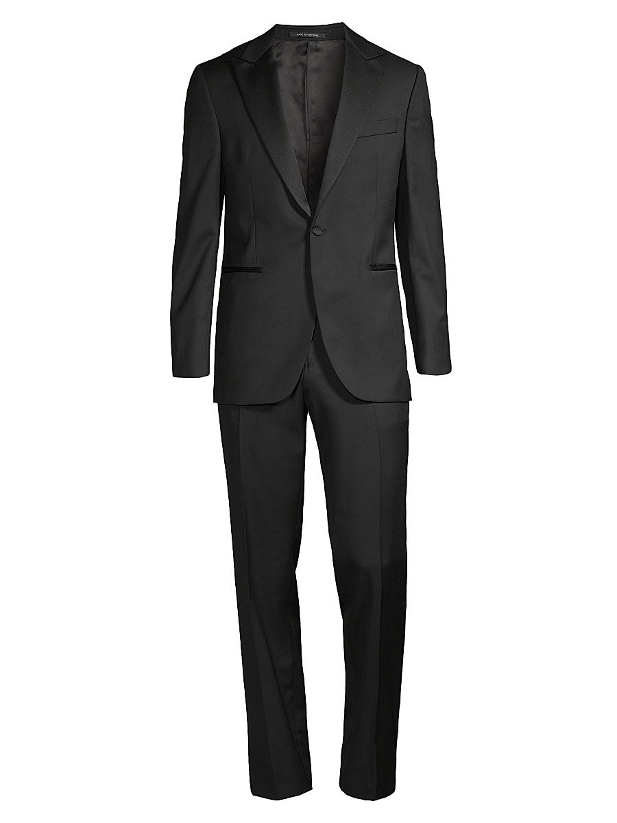 Men's Wool One-Button Tuxedo - Black - Size 46