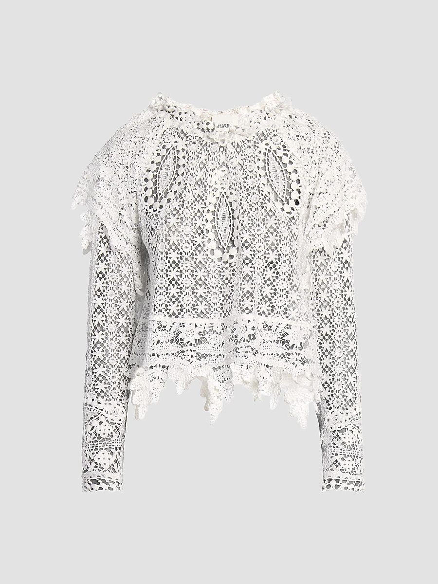 Isabel Marant Women's Hyliana Lace Cotton Top - White - Size 12