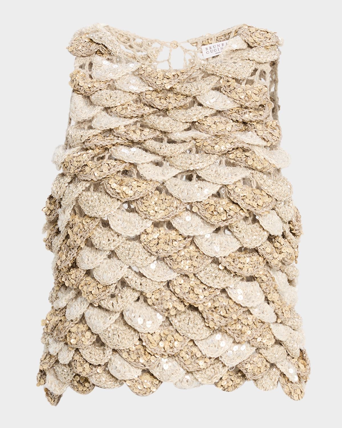 Paillette Scalloped Knit Tank Top