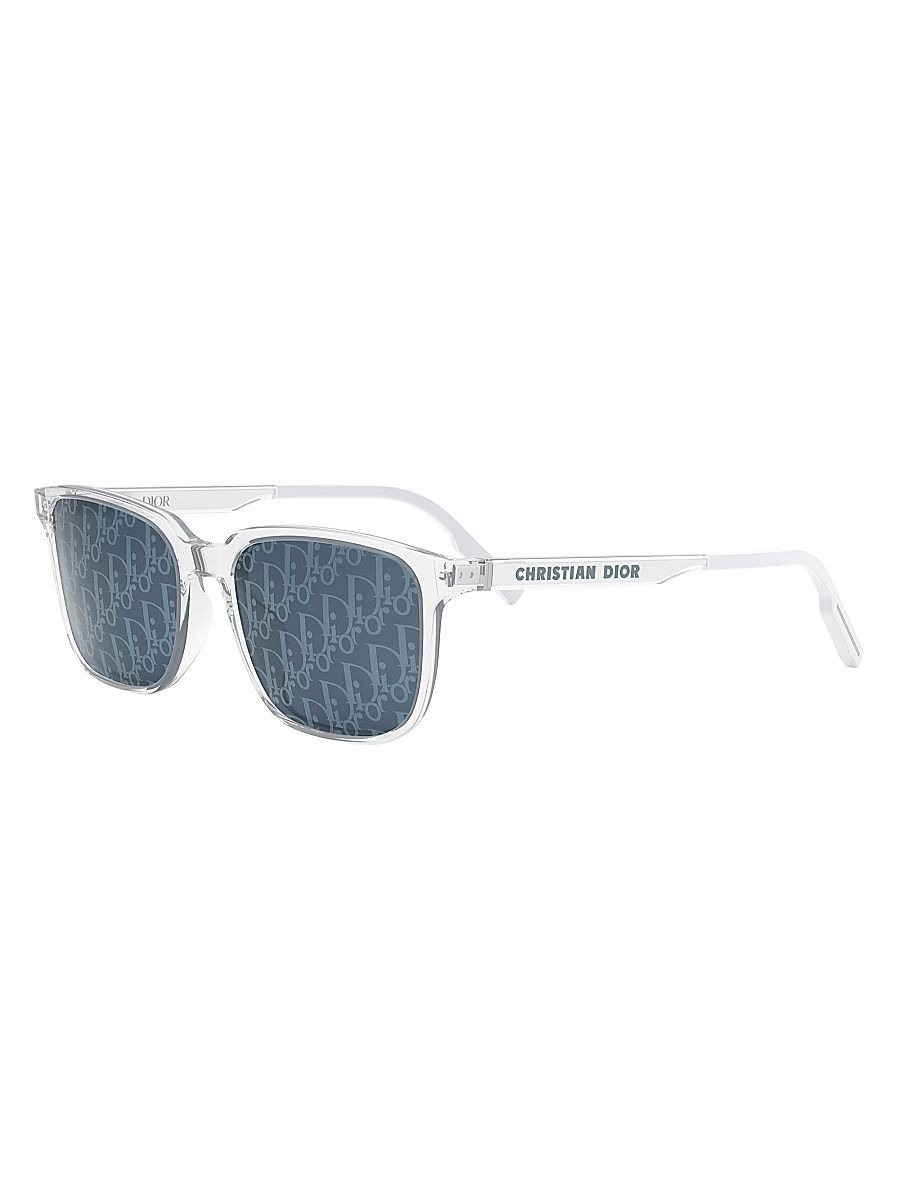 Men's DiorTag SU 56MM Geometric Sunglasses - Blue Transparent
