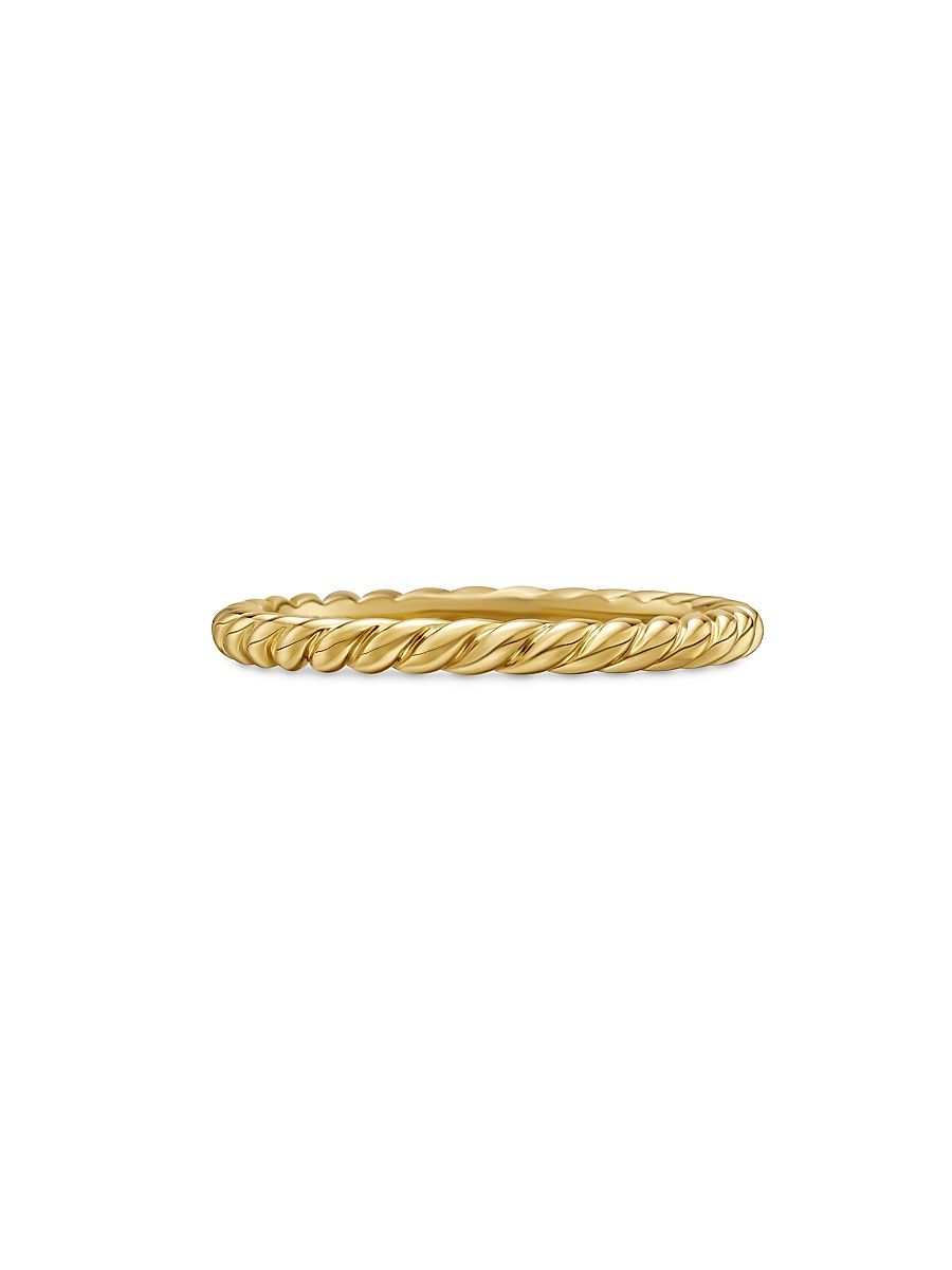 Women's Cable Band Ring in 18K Yellow Gold, 2MM - Gold - Size 4