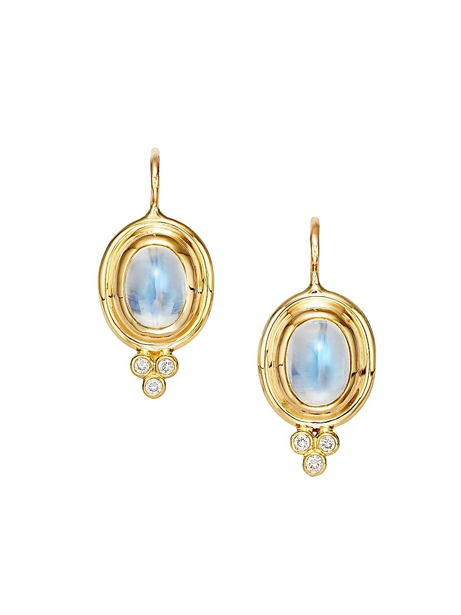 Women's Florence86 Royal Blue Moonstone, Diamond & 18K Yellow Gold Drop Earrings - Yellow Gold