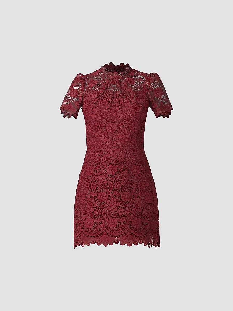 Shoshanna Women's Ella Lace Minidress - Burgundy - Size 6